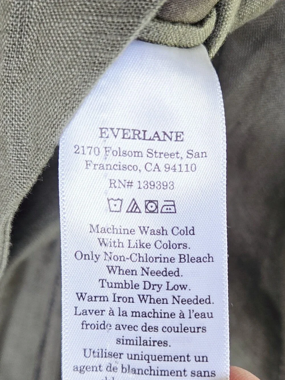 Everlane The Wrap Jumpsuit in Linen Kalamata Green Khaki Olive Size 2